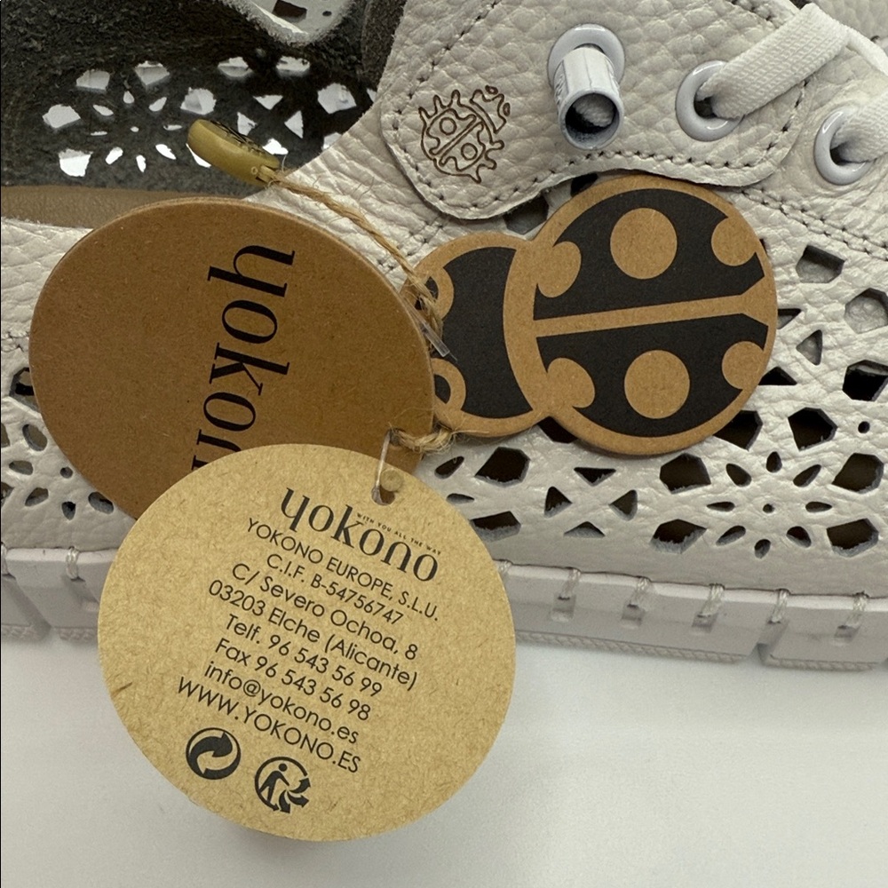 Yokono Women's Elegant White Lace Sneakers - Picture 2 of 8